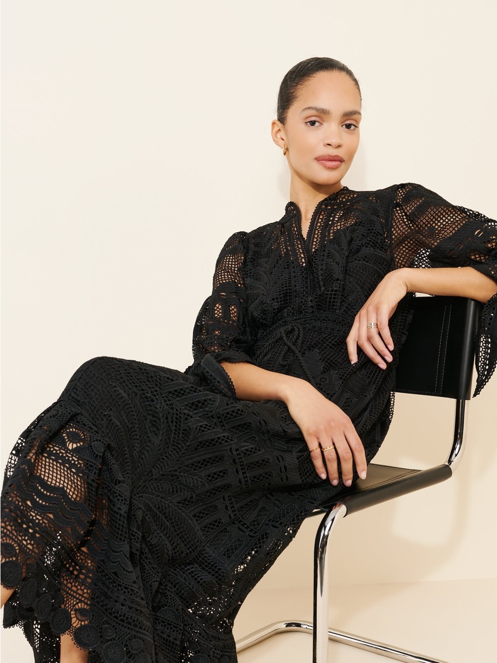 FARM Rio Black Crochet Maxi Dress - Picture 4 of 6